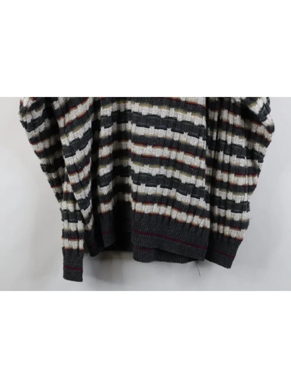 Vintage 90s Streetwear Mens Small Striped Cotton Weave Knit Crewneck Sweater USA